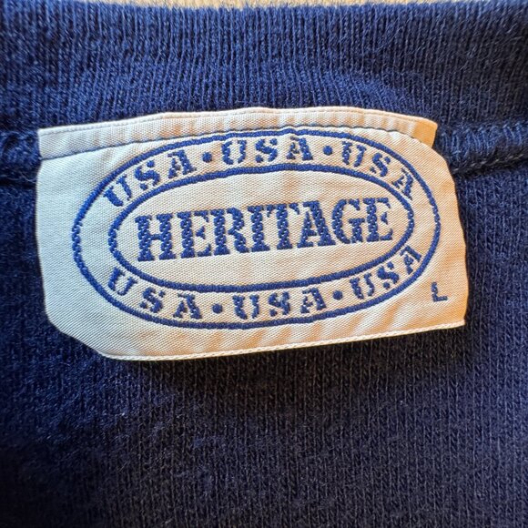 VTG Heritage Vneck Sweater Mens Large Navy Duck Logo Academia Grandpacore - Picture 5 of 8